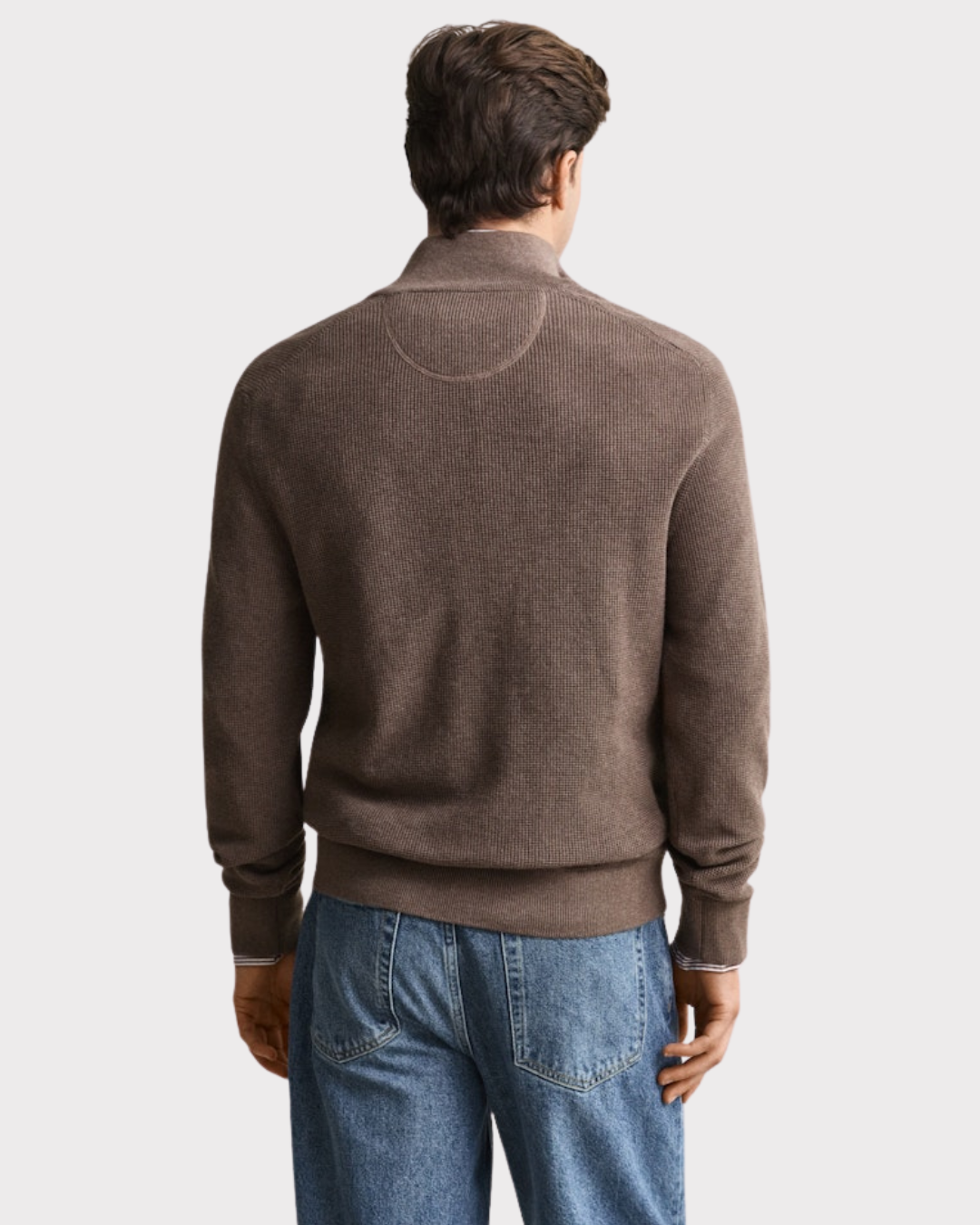 Waffle Knit Half-Zip Sweater