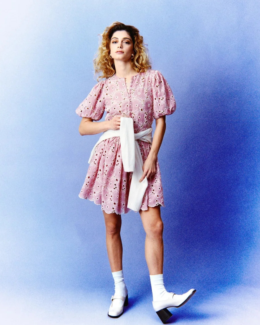 Broderie Anglaise Puffed Dress