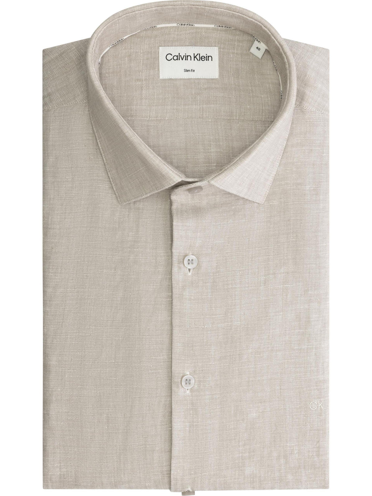 Linen Solid slim shirt-Skjorte-Calvin Klein-Aandahls