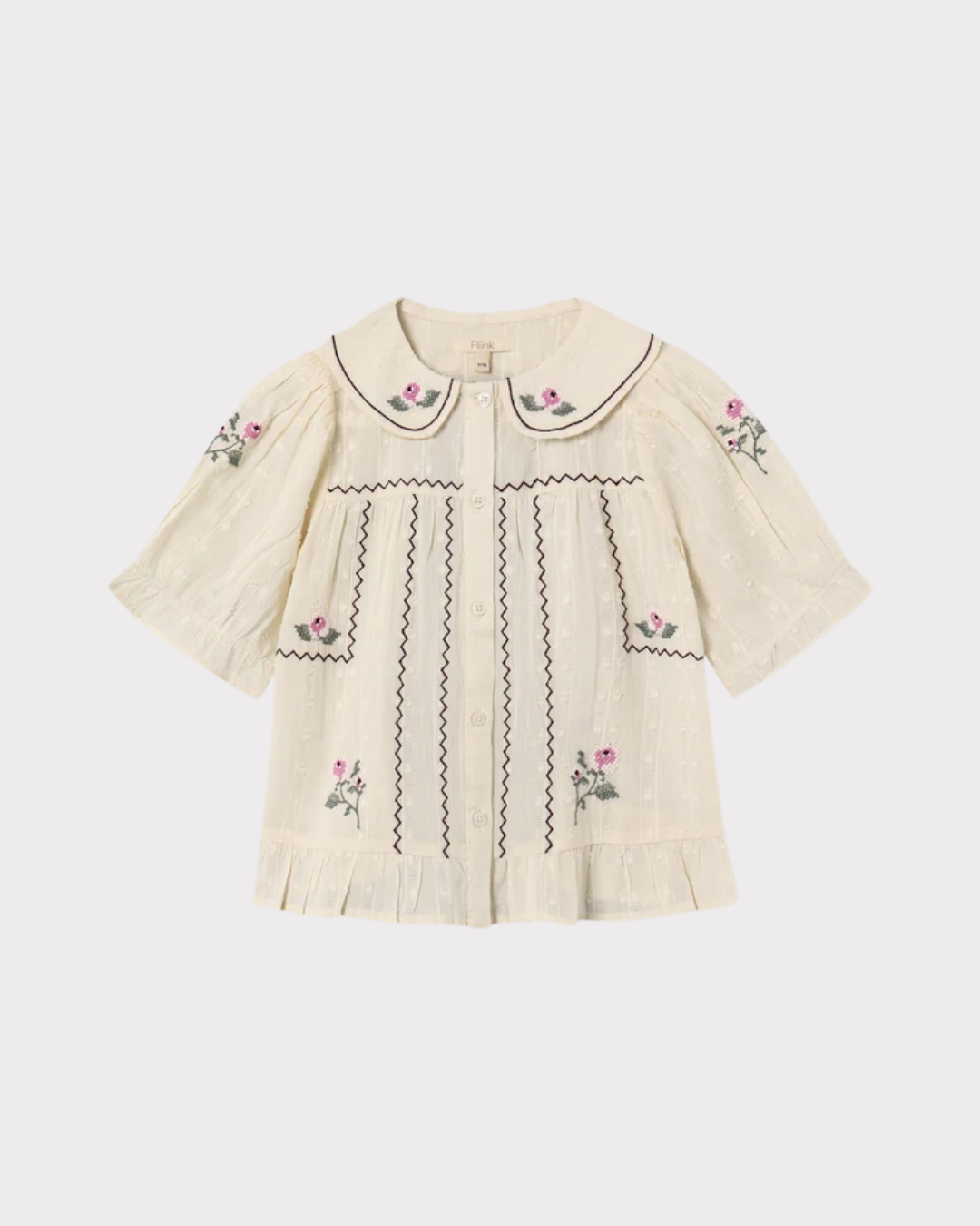 Dobby SS Rose Embr Blouse-Overdel-Fliink-Aandahls