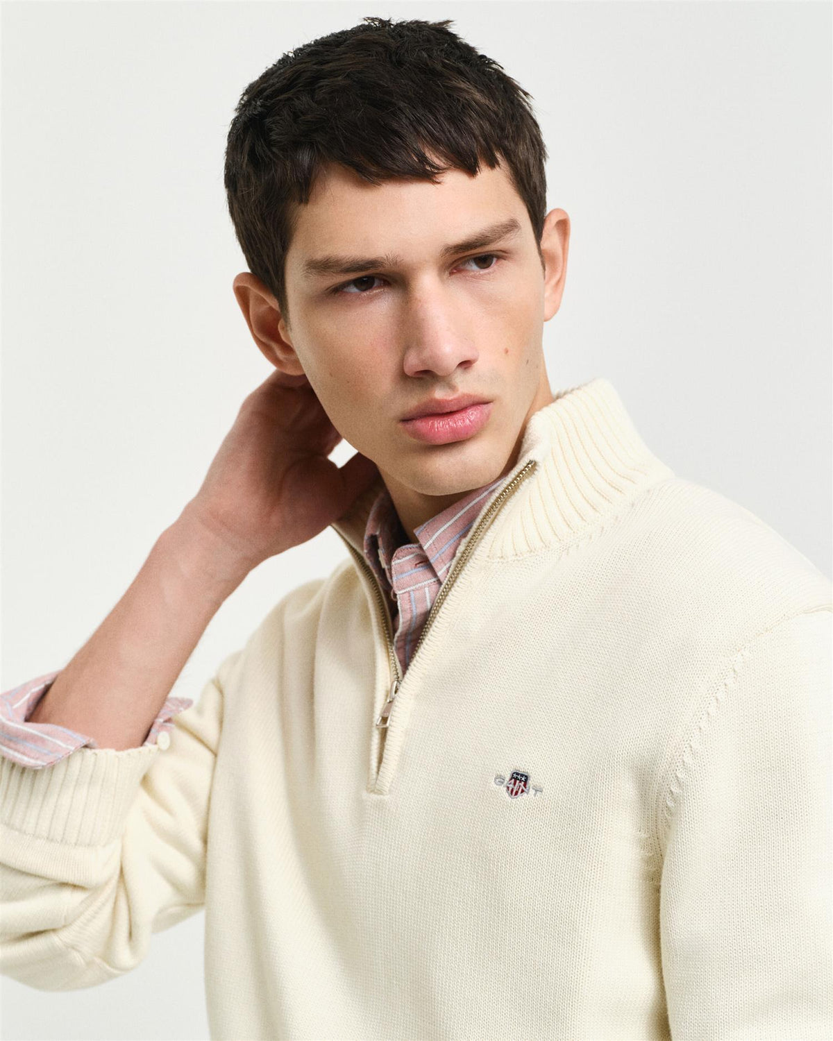 Casual cotton half zip