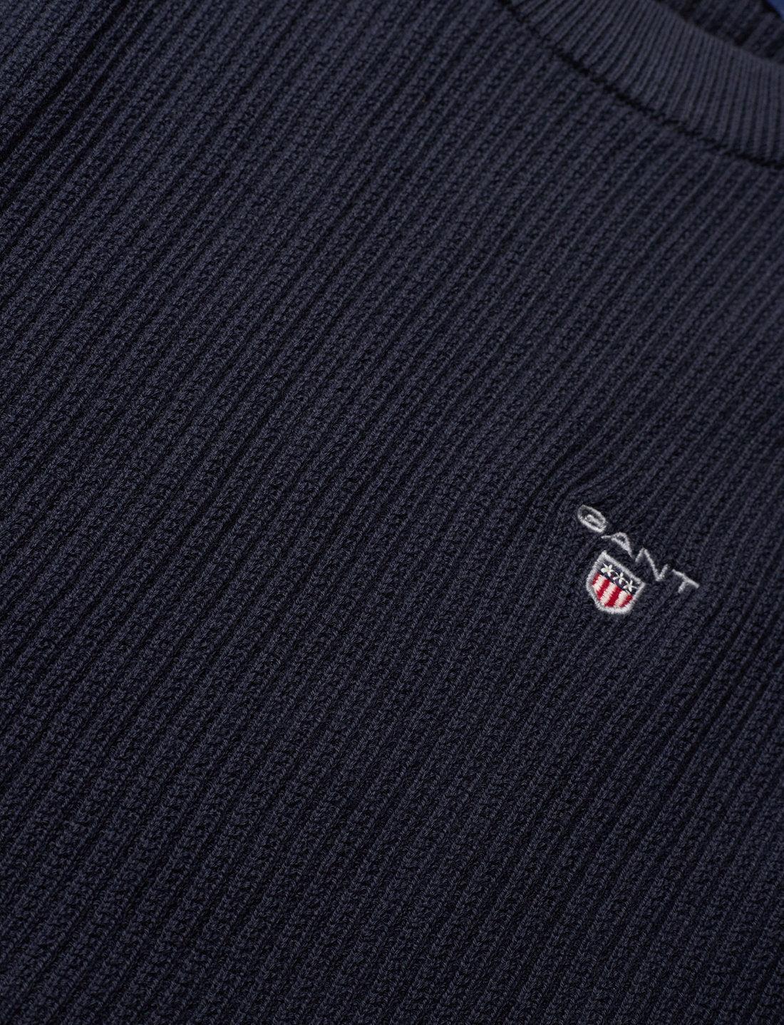 Casual Cotton Ribbed C-neck-Strikk-Gant-Aandahls