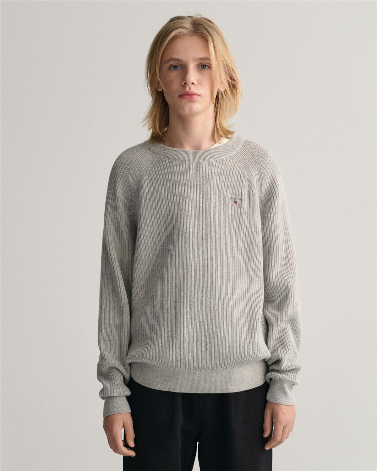 CASUAL COTTON RIBBED C-NECK-Strikk-Gant-Aandahls
