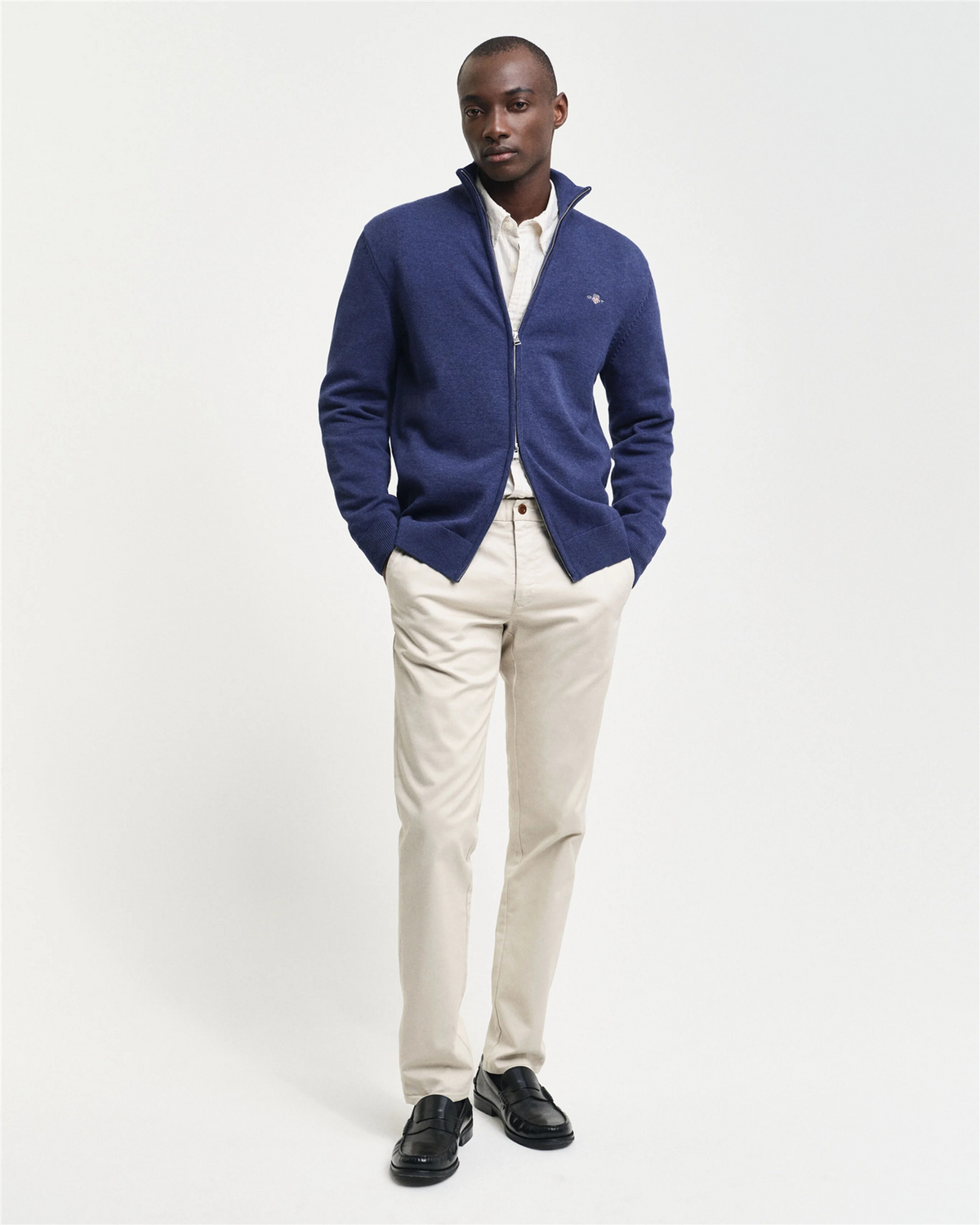 Casual Cotton Zip Cardigan-Genser-Gant-Aandahls