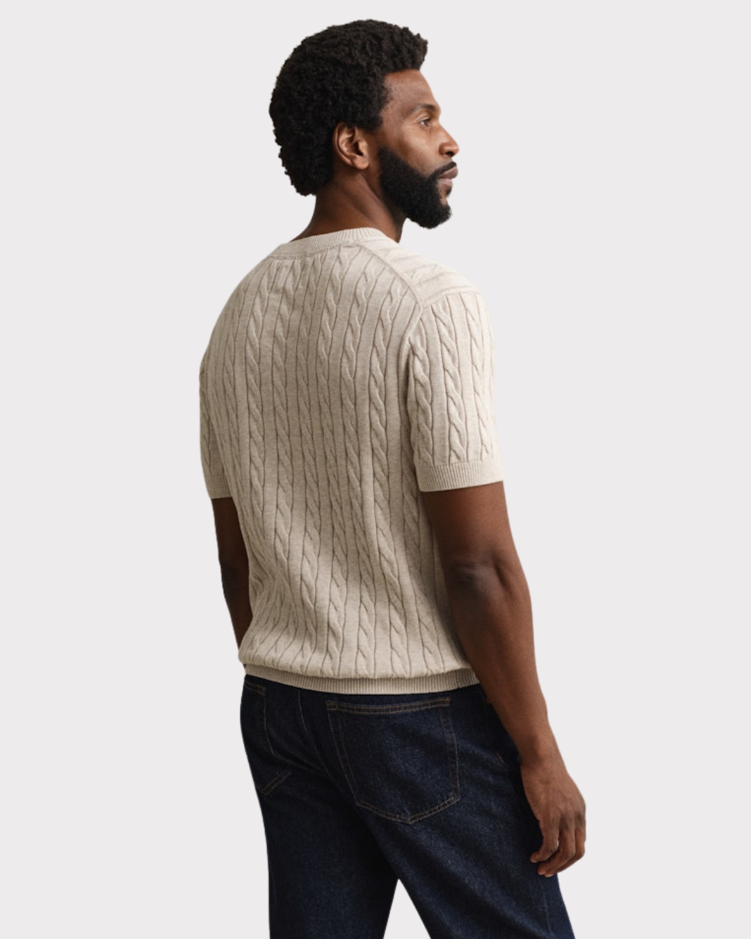 Cotton Cable Ss C-Neck-Overdel-Gant-Aandahls