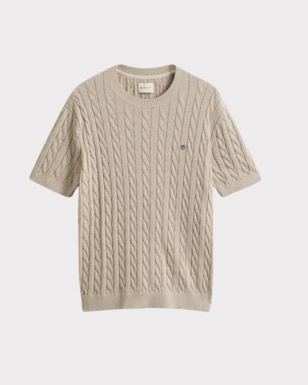 Cotton Cable Ss C-Neck-Overdel-Gant-Aandahls