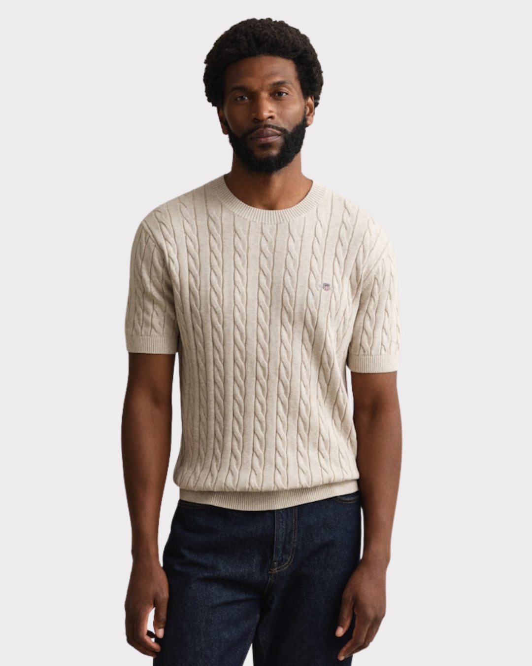 Cotton Cable Ss C-Neck-Overdel-Gant-Aandahls