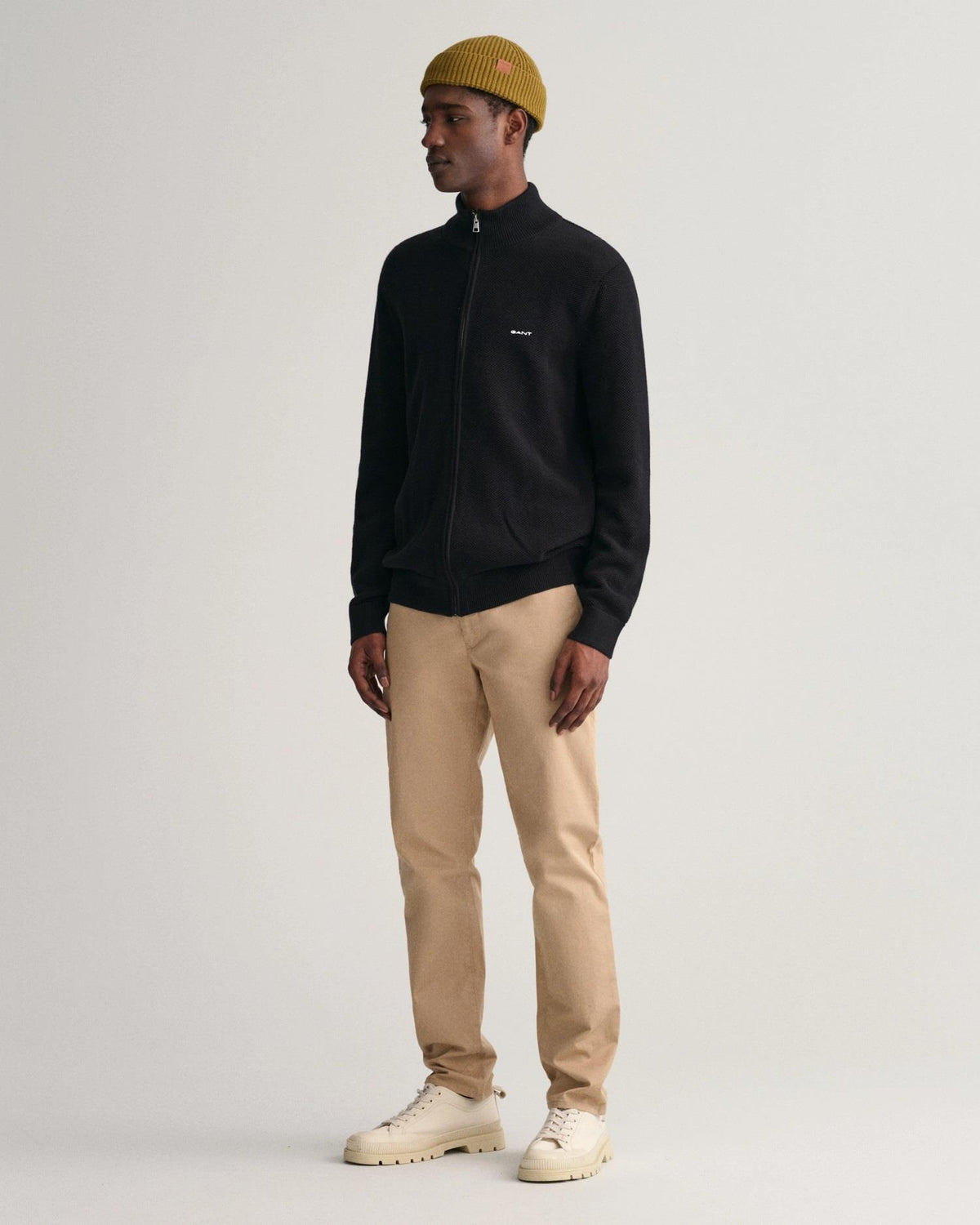 Cotton Pique Zip Cardigan-Cardigan-Gant-Aandahls