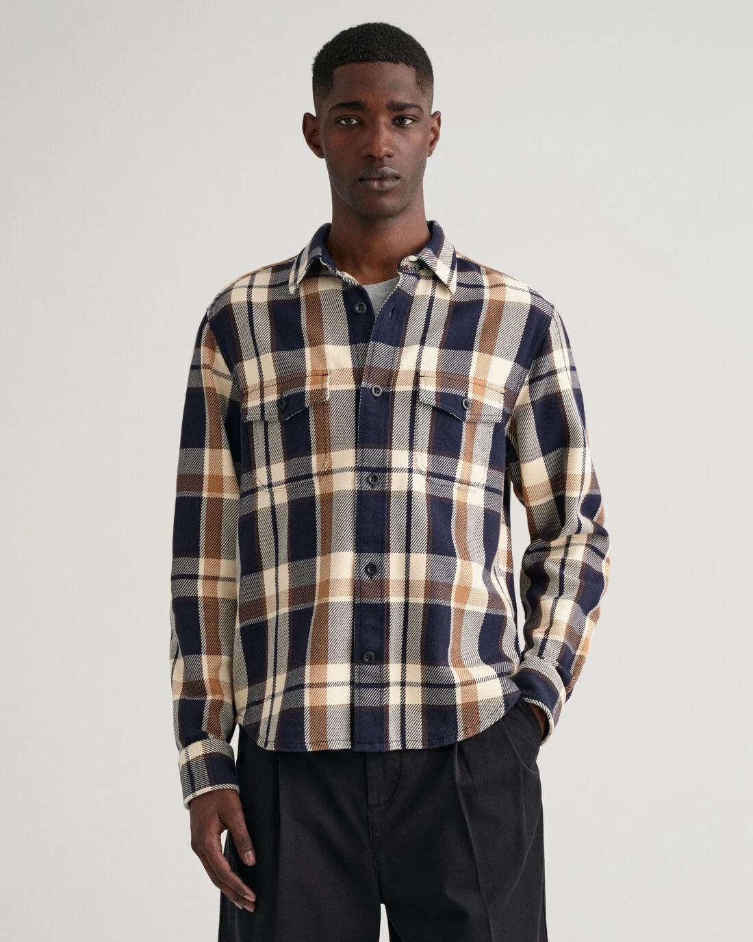 D1. HEAVY TWILL CHECK OVERSHIRT-Skjorter-Gant-Aandahls
