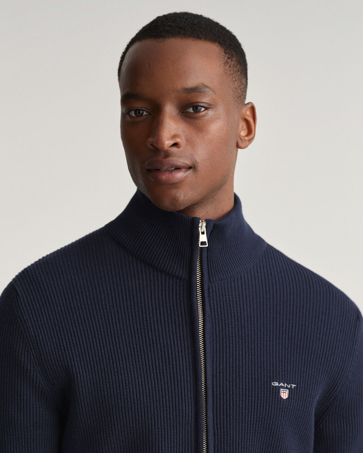 D1. RIB TEXTURE FULL ZIP-Strikk-Gant-Aandahls