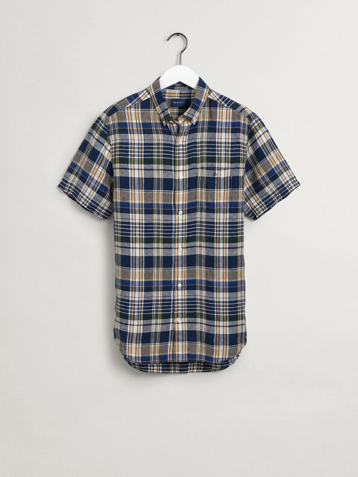 D2. REG LINEN MADRAS SS BD-Skjorter-Gant-Aandahls