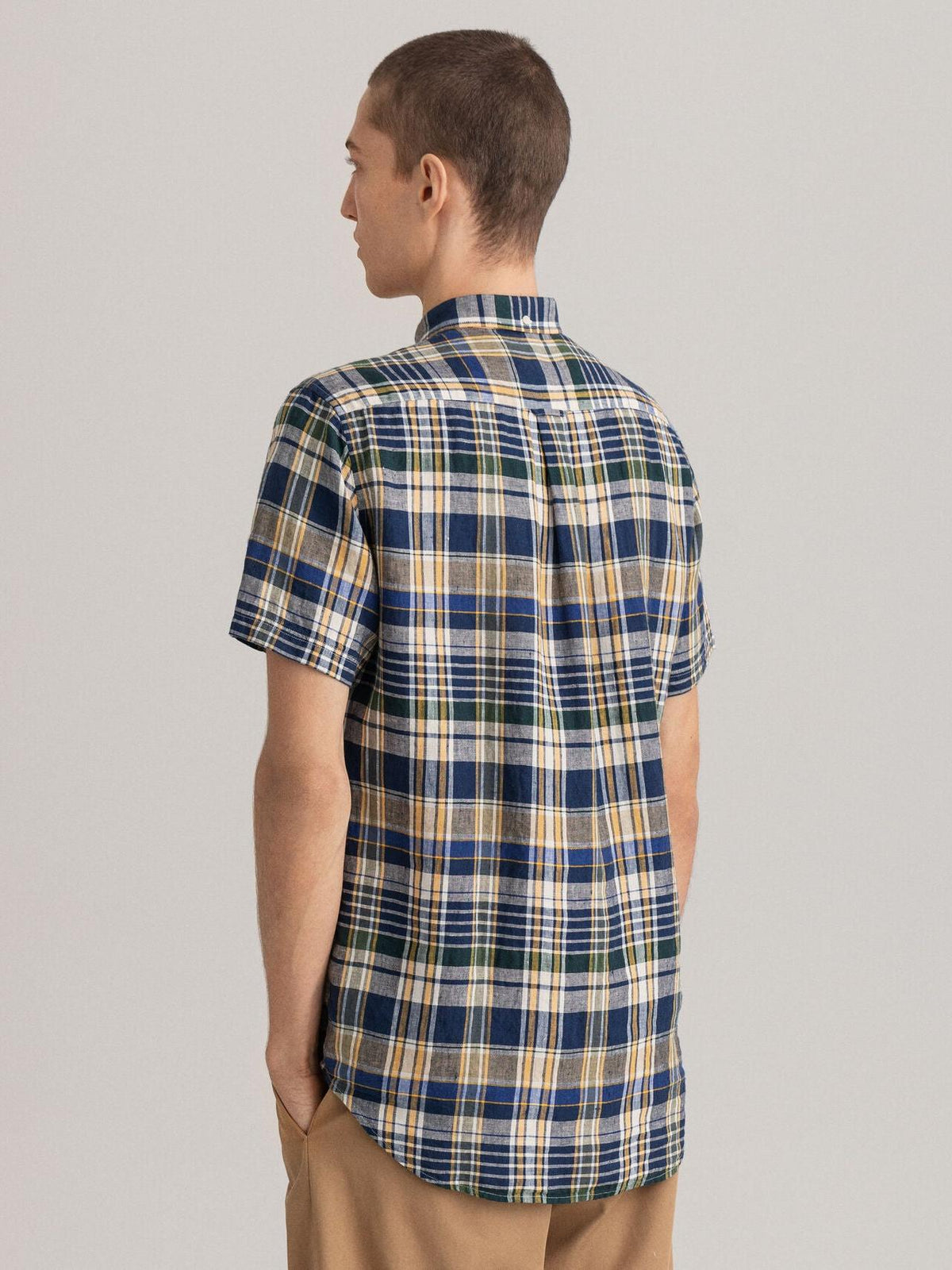D2. REG LINEN MADRAS SS BD-Skjorter-Gant-Aandahls