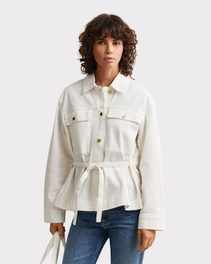 Denim Jacket With Tie Detail