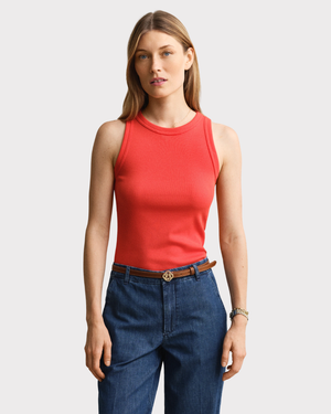 High Neck Rib Tank Top