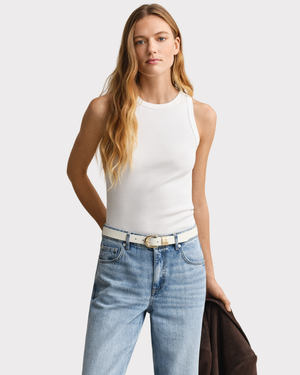 High Neck Rib Tank Top