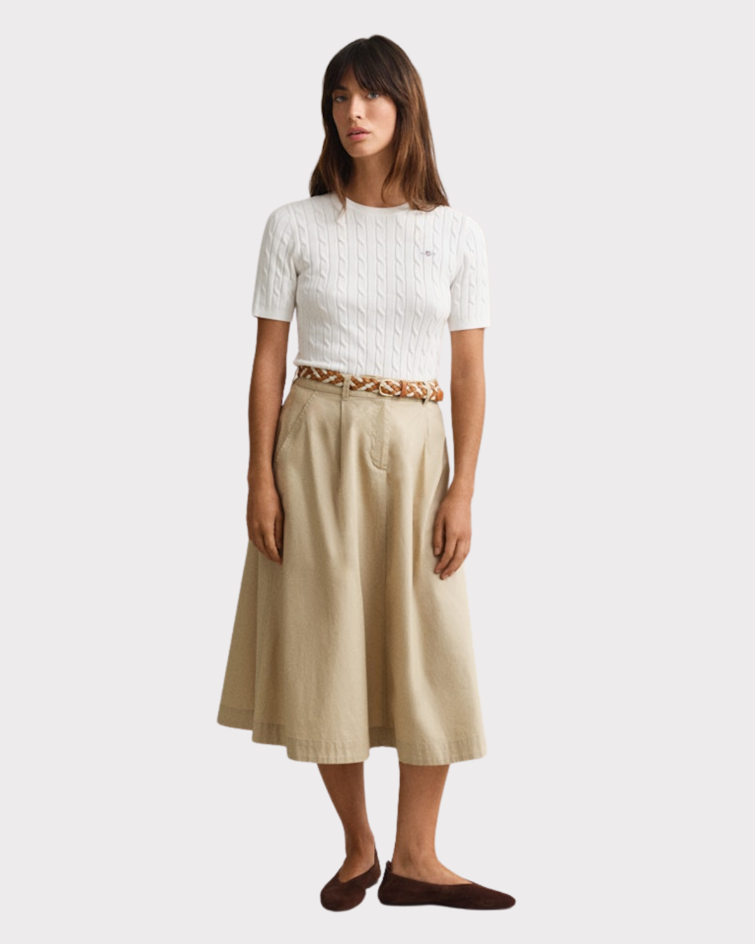 Lightweight Pleated Chino Skirt-Skjørt-Gant-Aandahls