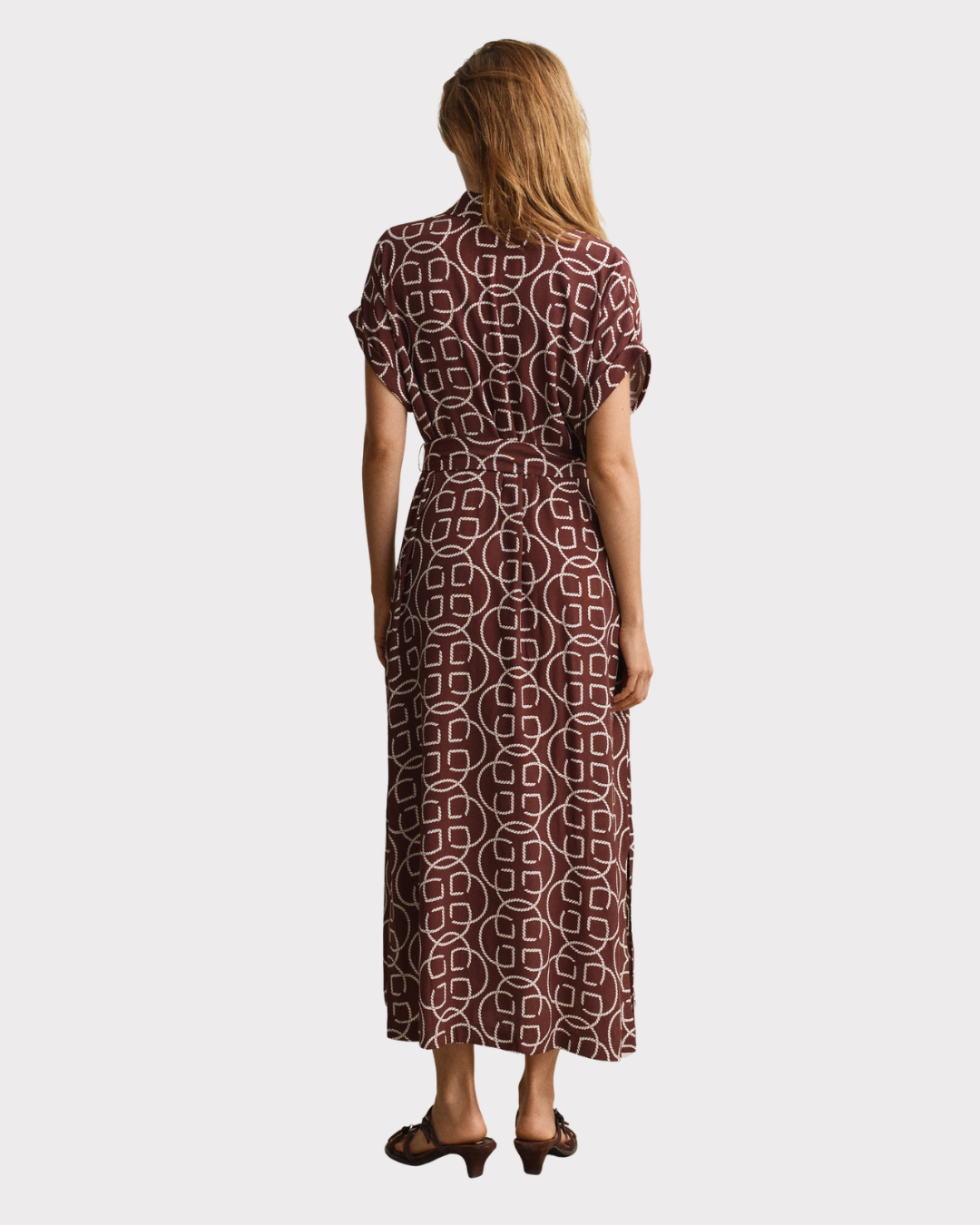 Monogram Print Cap Sleeve Dress-Kjole-Gant-Aandahls