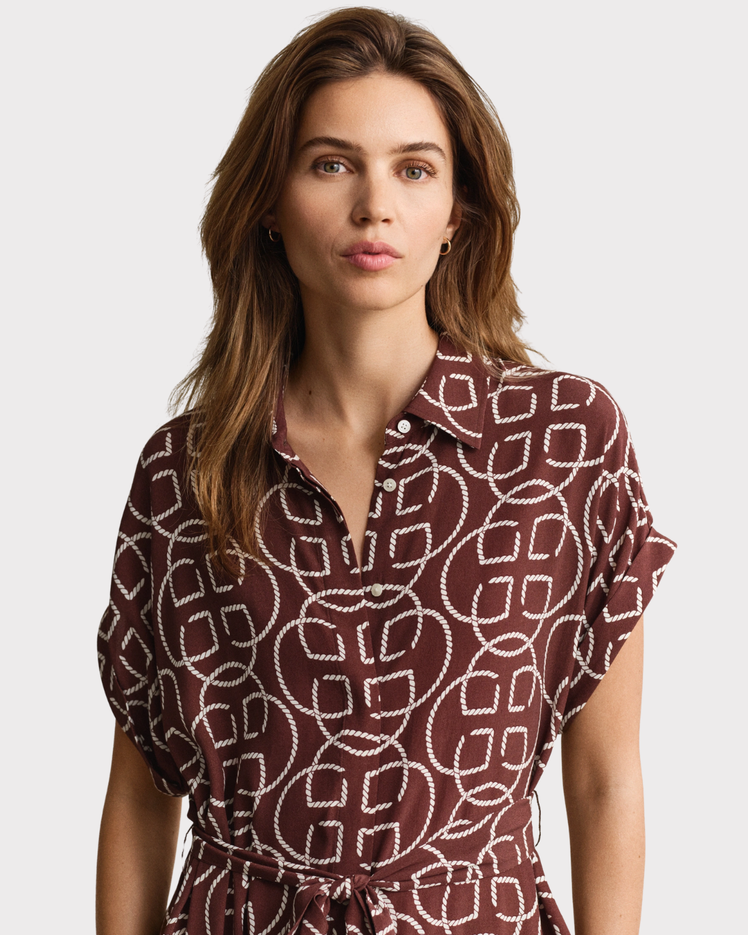 Monogram Print Cap Sleeve Dress-Kjole-Gant-Aandahls