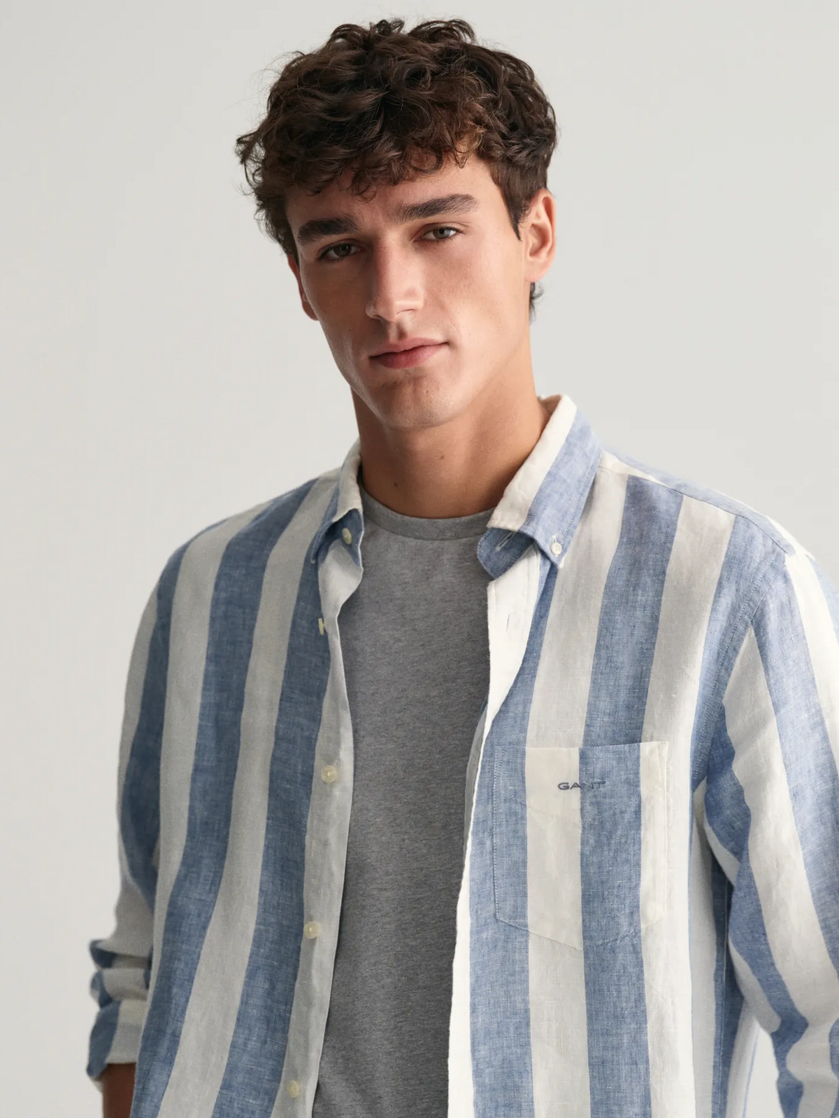 Reg Bold Stripe Linen Shirt-Skjorter-Gant-Aandahls