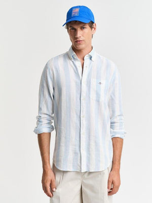 Reg cotton linen bold stripe shirt-Skjorte-Gant-Aandahls