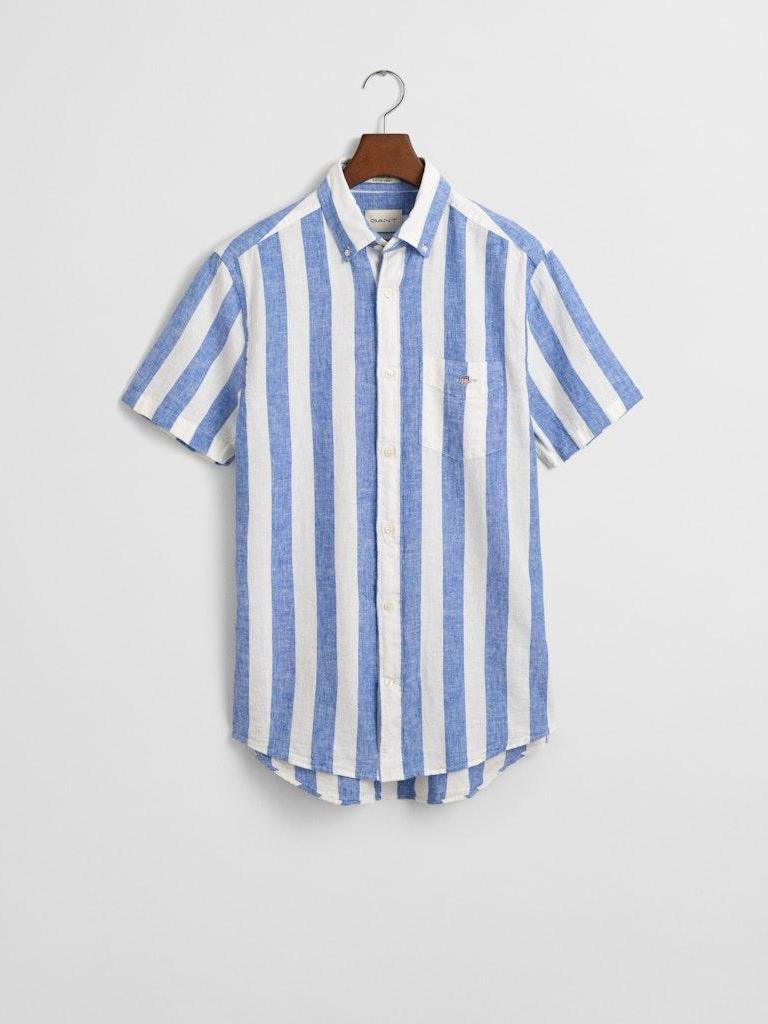 Reg cotton linen stripe ss shirt-Skjorte-Gant-Aandahls