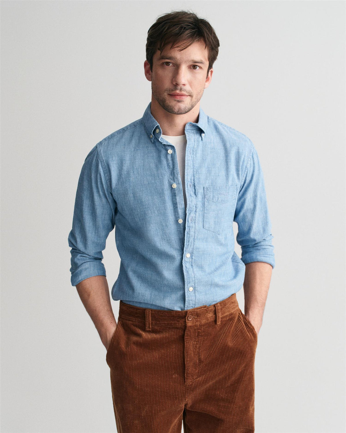 Reg Indigo Chambray Shirt-Skjorte-Gant-Aandahls