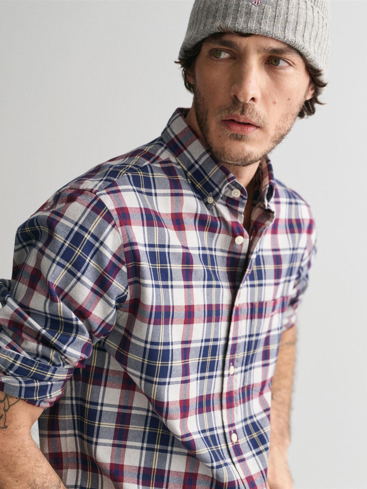 Reg Jaspe Flannel Plaid Shirt-Skjorte-Gant-Aandahls