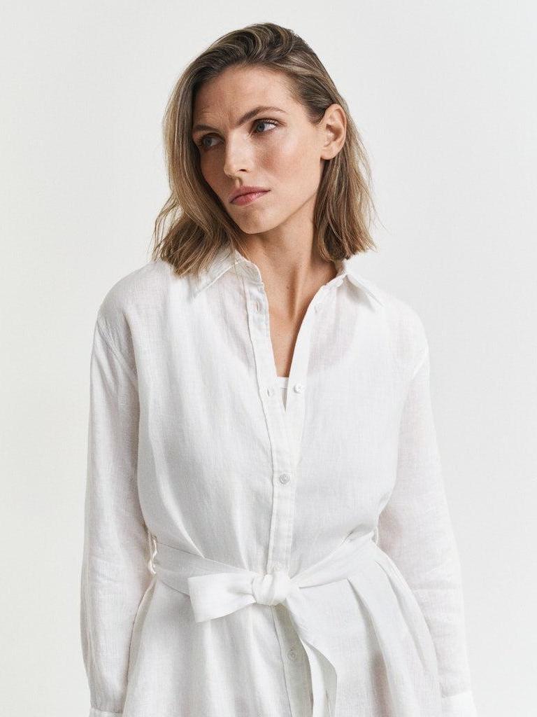 Reg Linen Belted Shirt Dress-Kjole-Gant-Aandahls