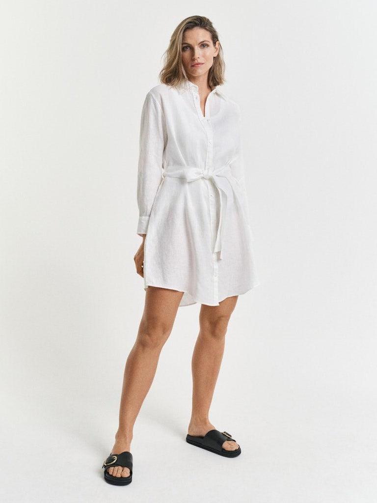 Reg Linen Belted Shirt Dress-Kjole-Gant-Aandahls