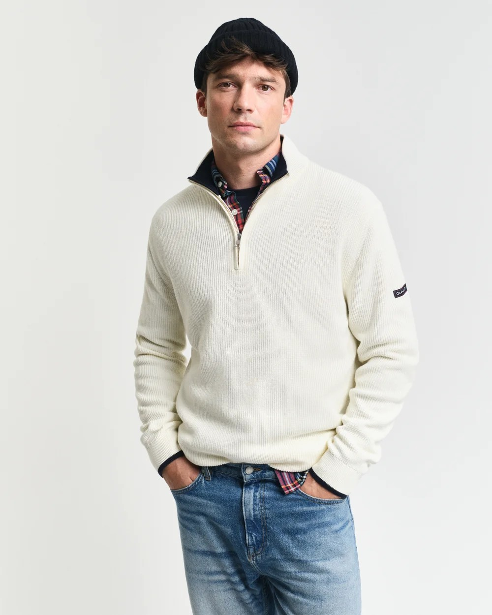 Ribbed cotton halfzip