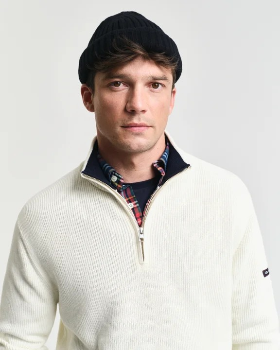 Ribbed cotton halfzip