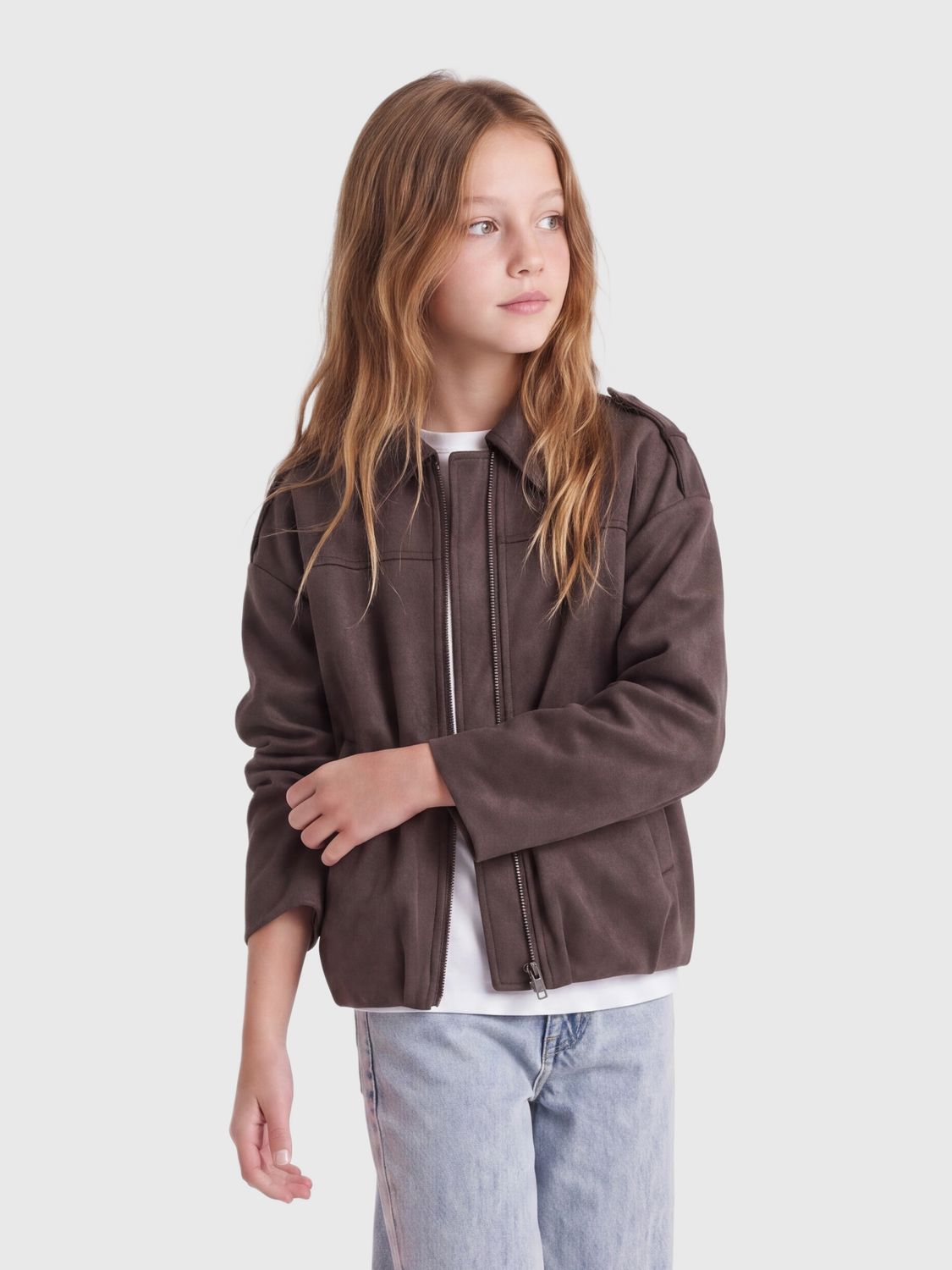 Kognia Faux Suede Bat Jacket Otw Grl