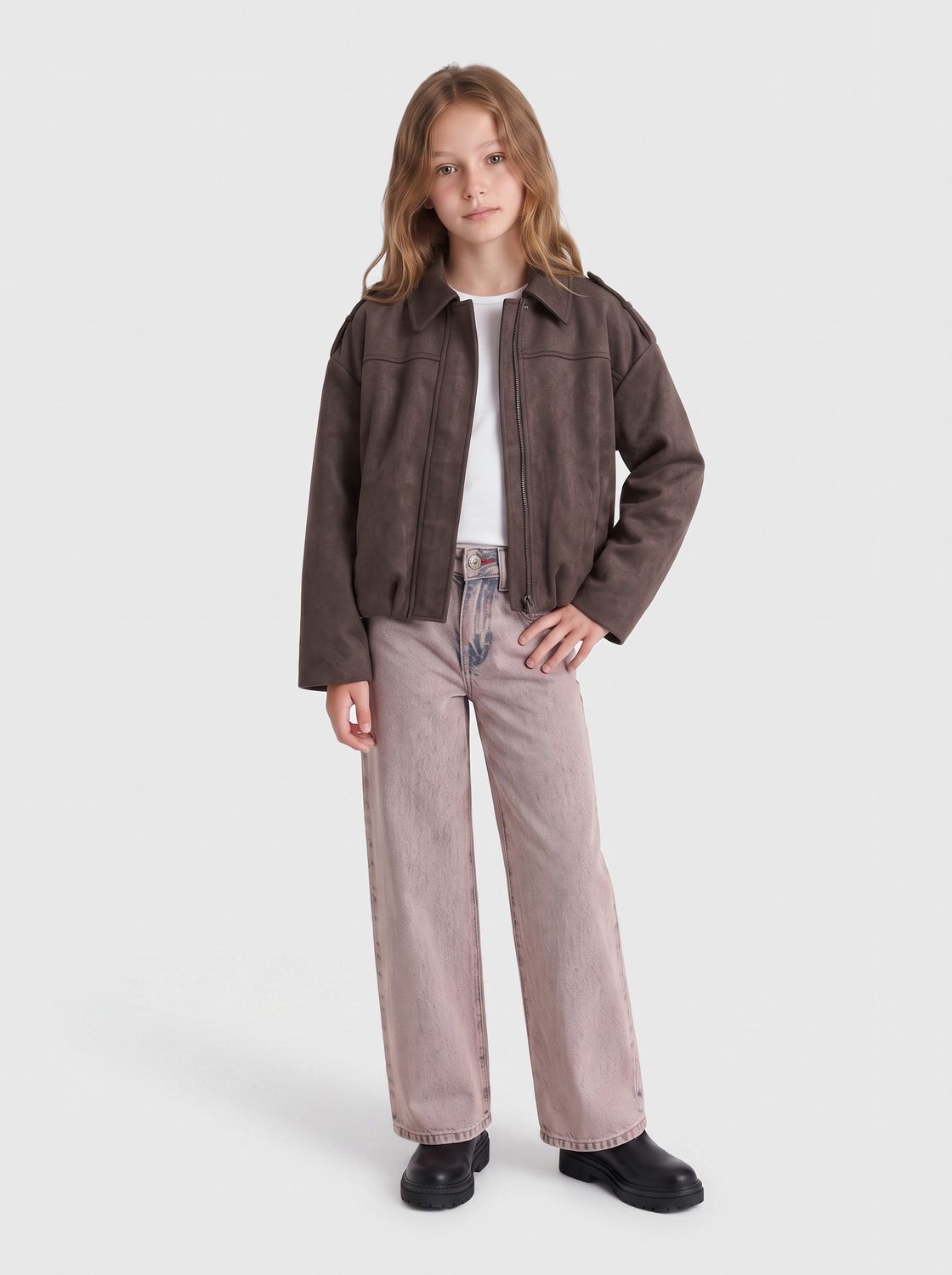 Kognia Faux Suede Bat Jacket Otw Grl