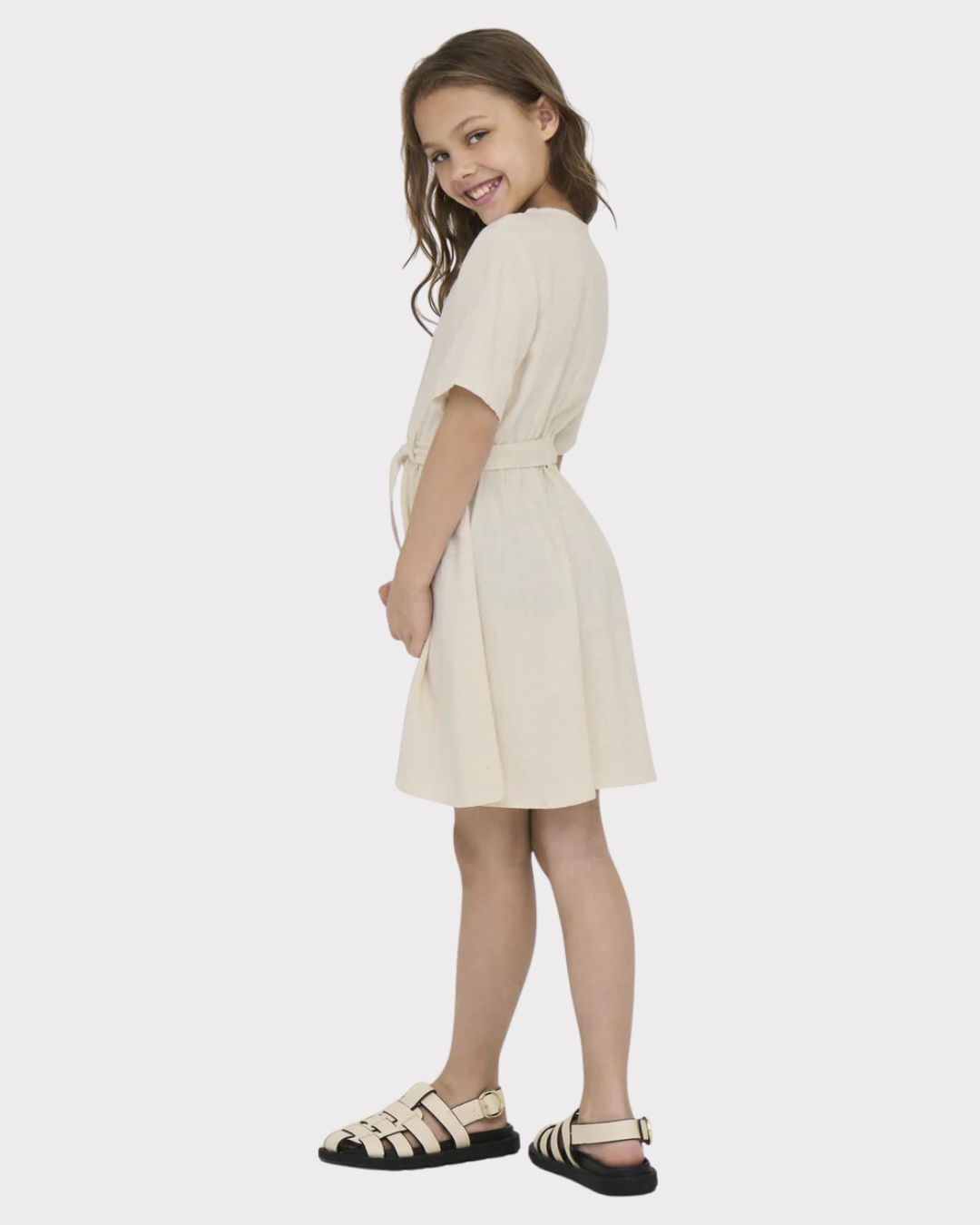 Kogsiesta S/s Linen Blend Belt Dress Pnt-Kjole-Kids Only-Aandahls