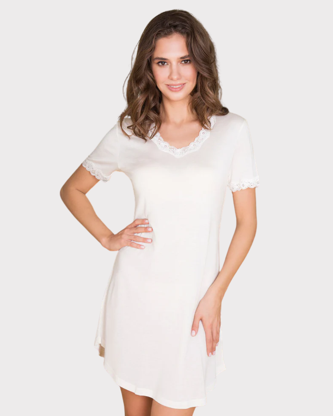 Silk Jersey Nightgown w.sleeve-Undertøy-Lady Avenue-Aandahls