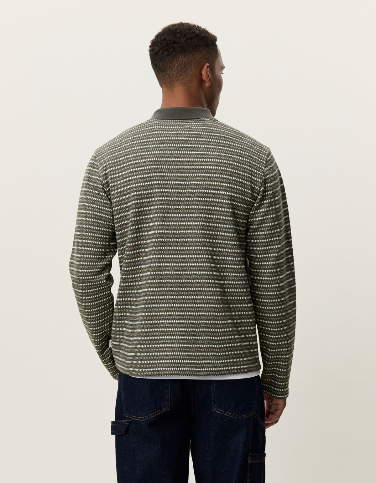 Knitted Stripe Ls Polo