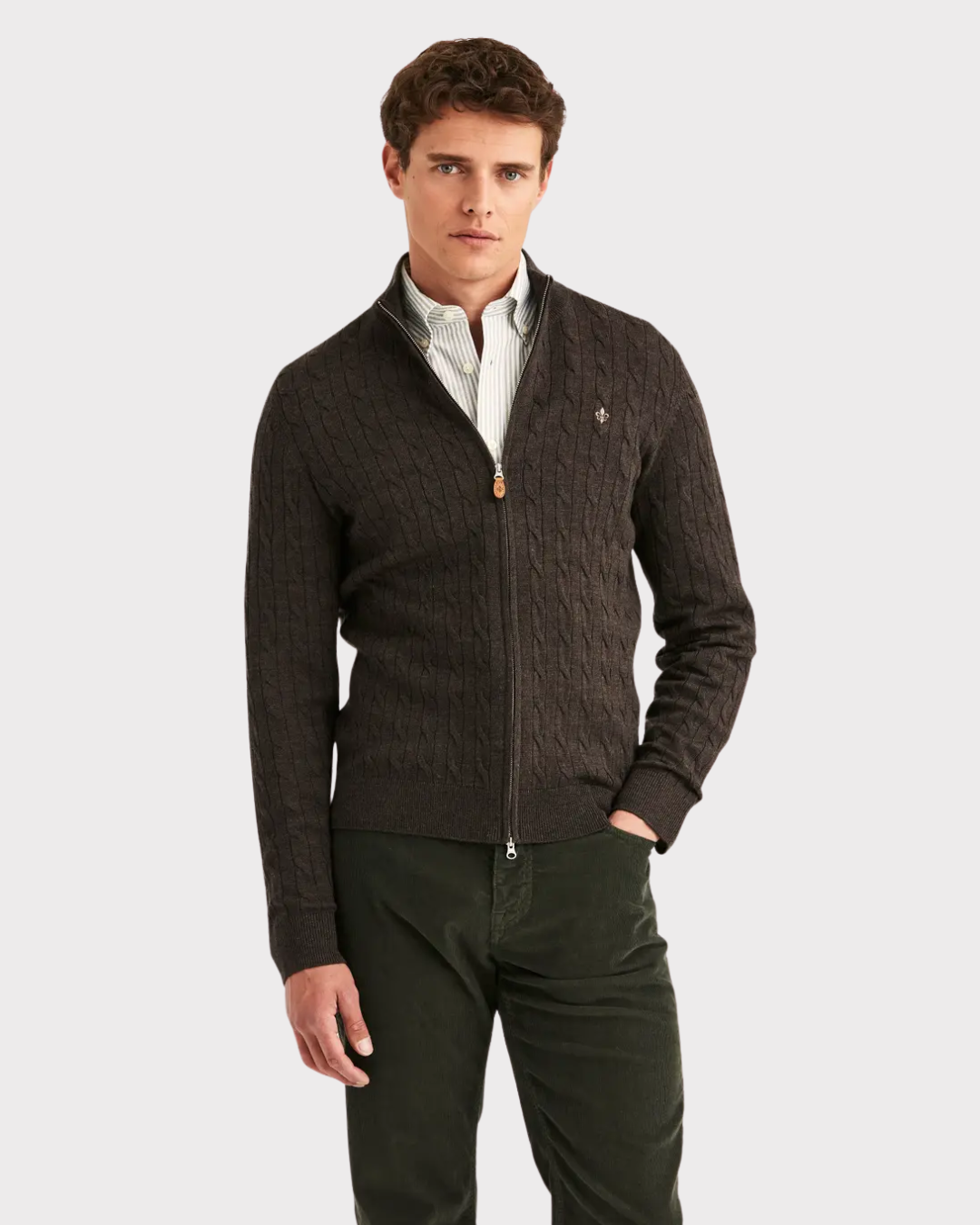 Merino Cable Zip cardigan