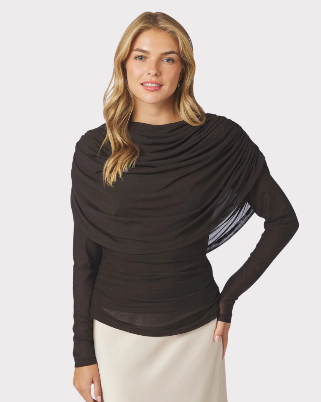 Lottuna Drapy Mesh Blouse
