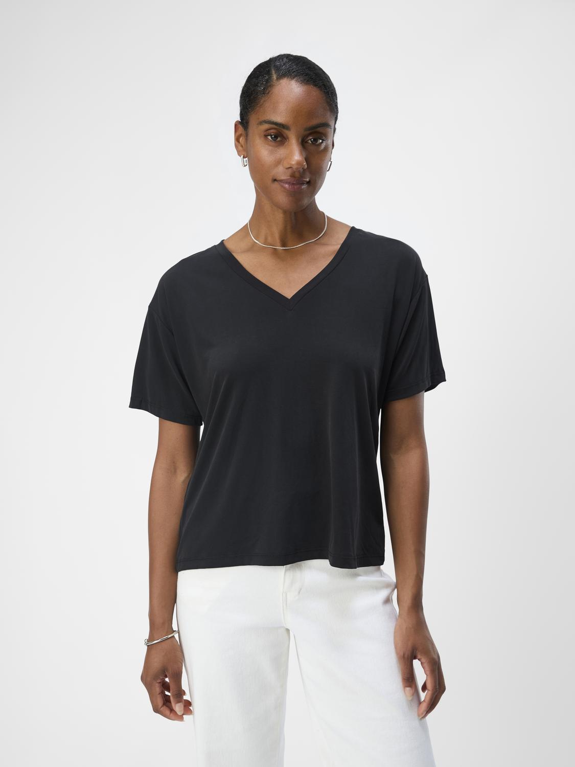 ObjAnnie Re S/S V-neck Top Noos-Overdel-Object Collectors Item-Aandahls