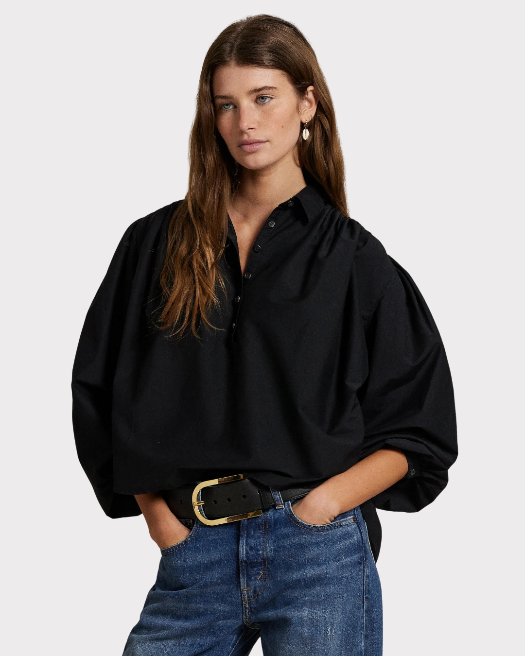 Pleated cotton- silk blouse-Overdel-Polo Ralph Lauren-Aandahls