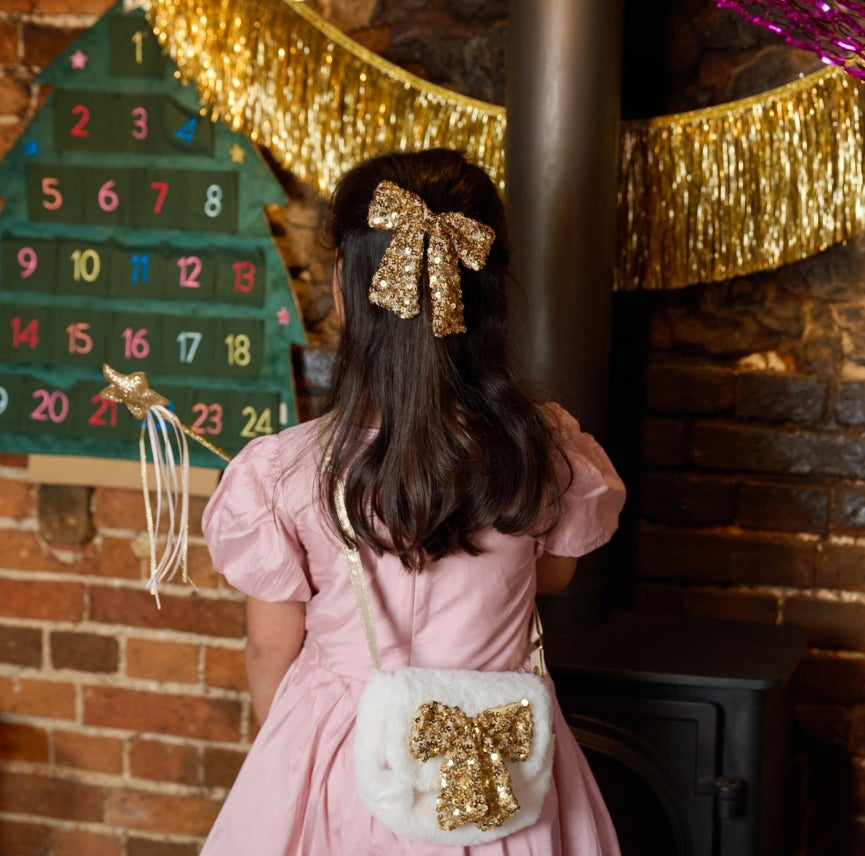 Sequin Bow Fluffy Bow