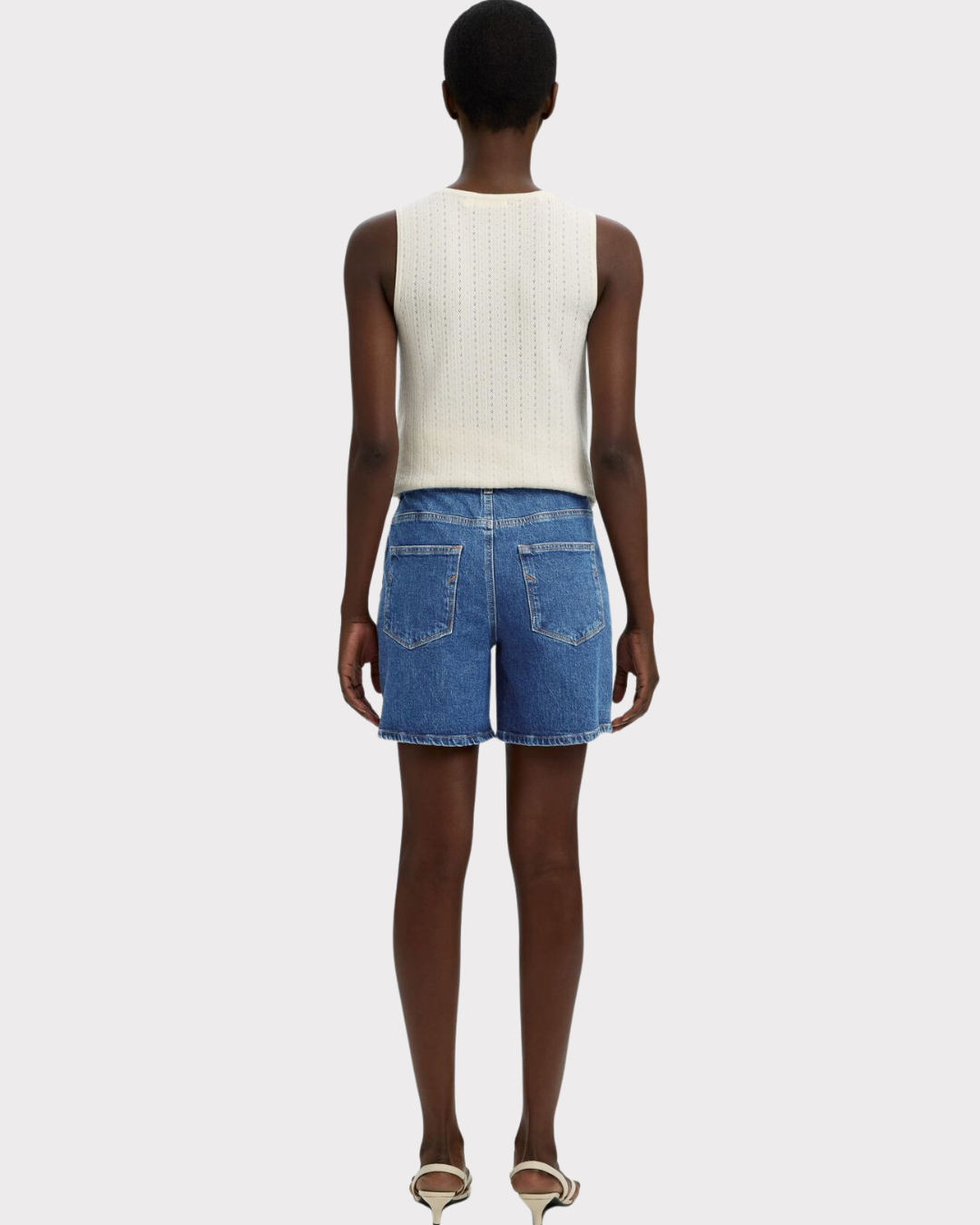 Slfkrista Hw Mid Blue Denim Shorts-Shorts-Selected Femme-Aandahls