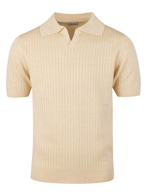 Polo Shirt Knitted Ribbed Linen / Merino Wool
