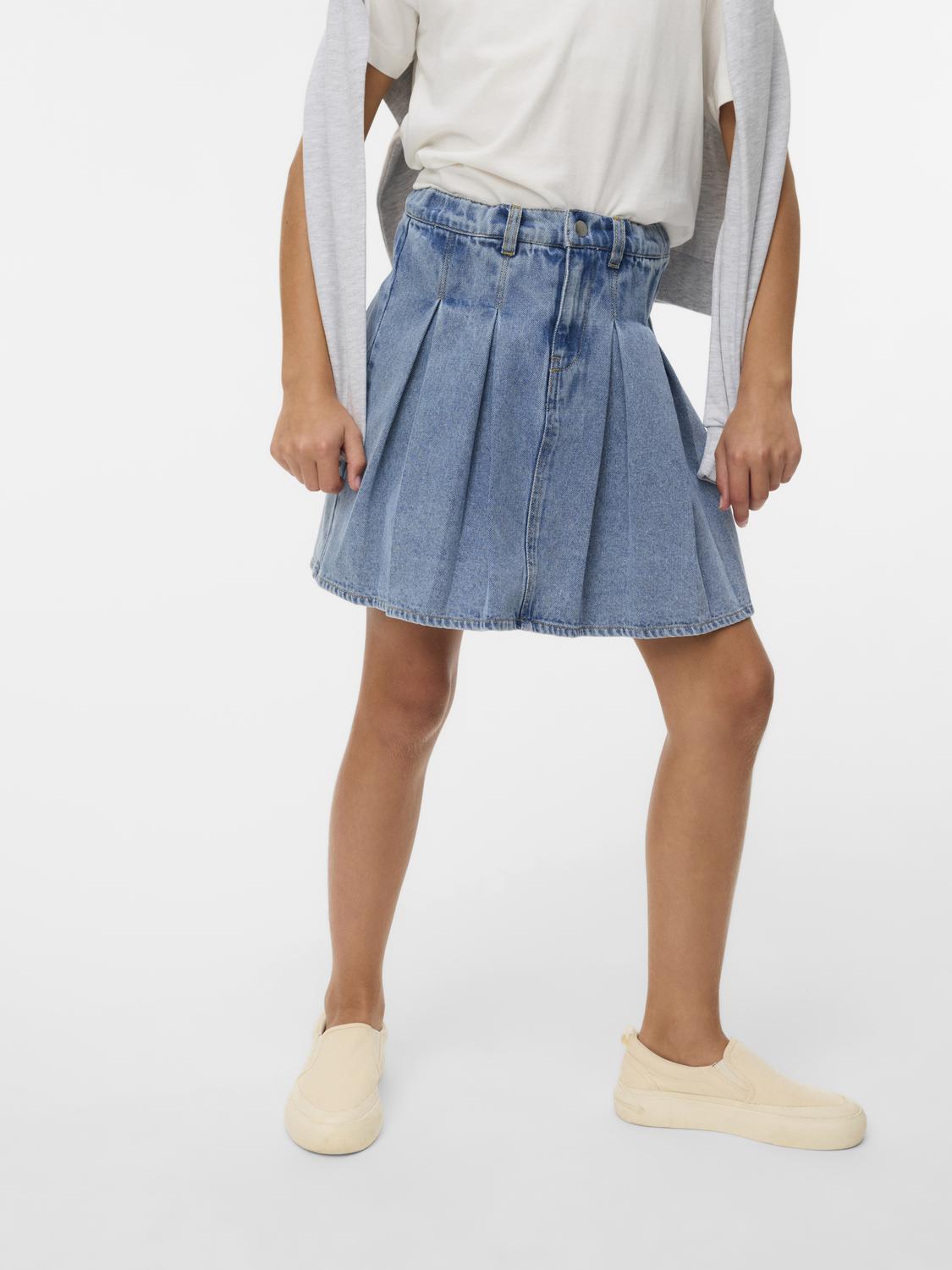 Vmdanni Hr Short Dnm Pleat Skirt Girl-Skjørt-Vero Moda Girl-Aandahls