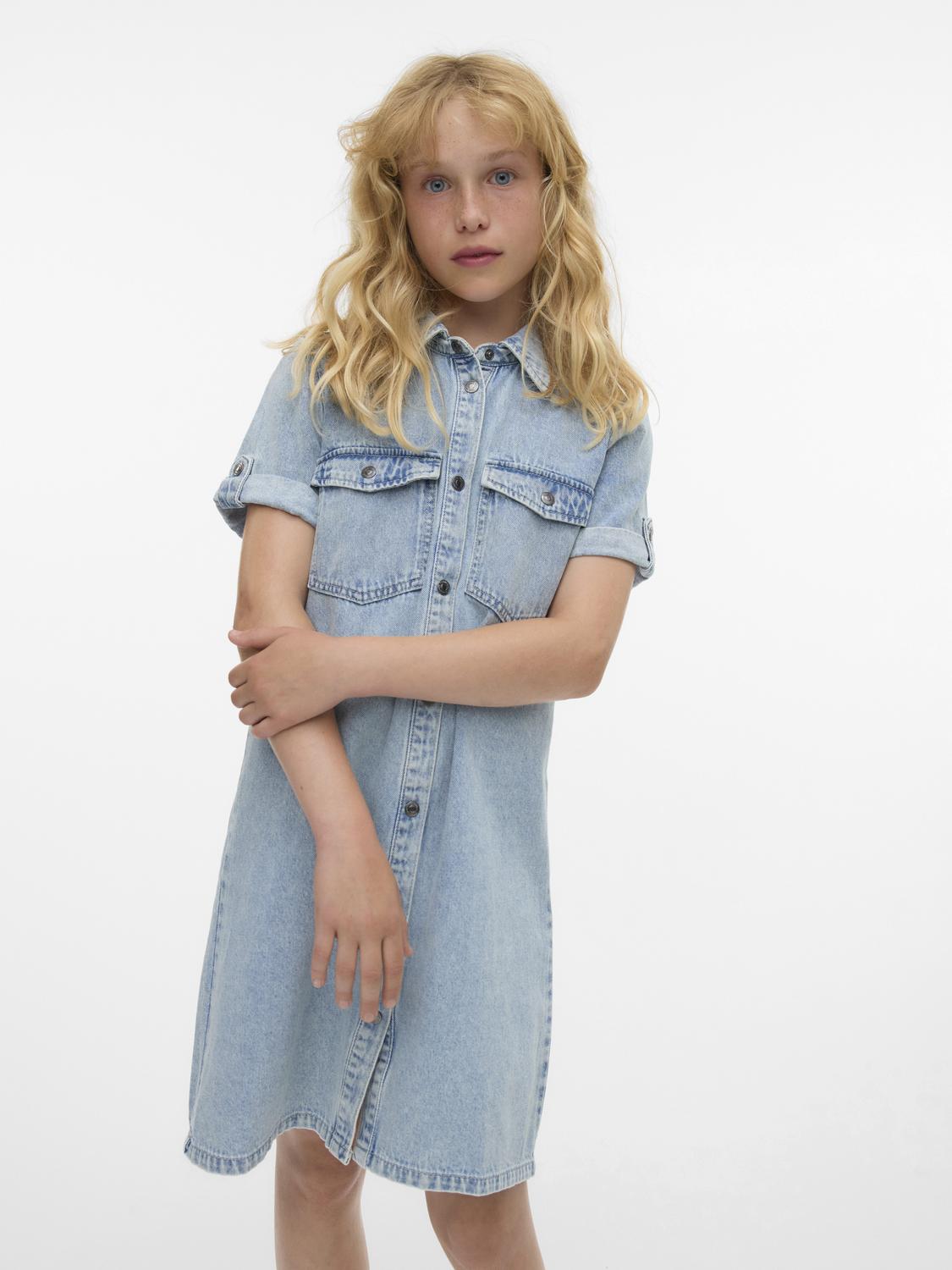 Vmjennie Ss Short Denim Dress Ga Girl-Kjole-Vero Moda Girl-Aandahls