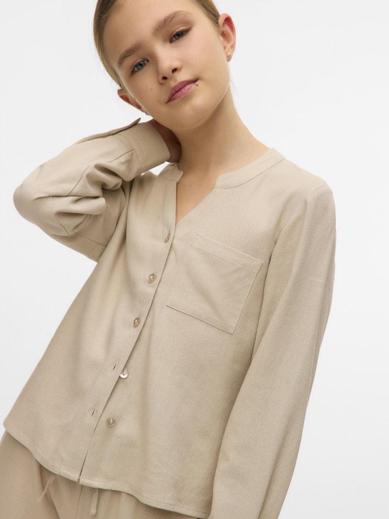 Vmmymilo L/S V-neck Shirt Wvn Ga Girl-Topper-Vero Moda Girl-Aandahls