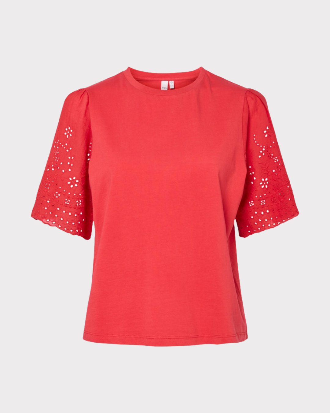 lex Ss Top W. Emb. Sleeves