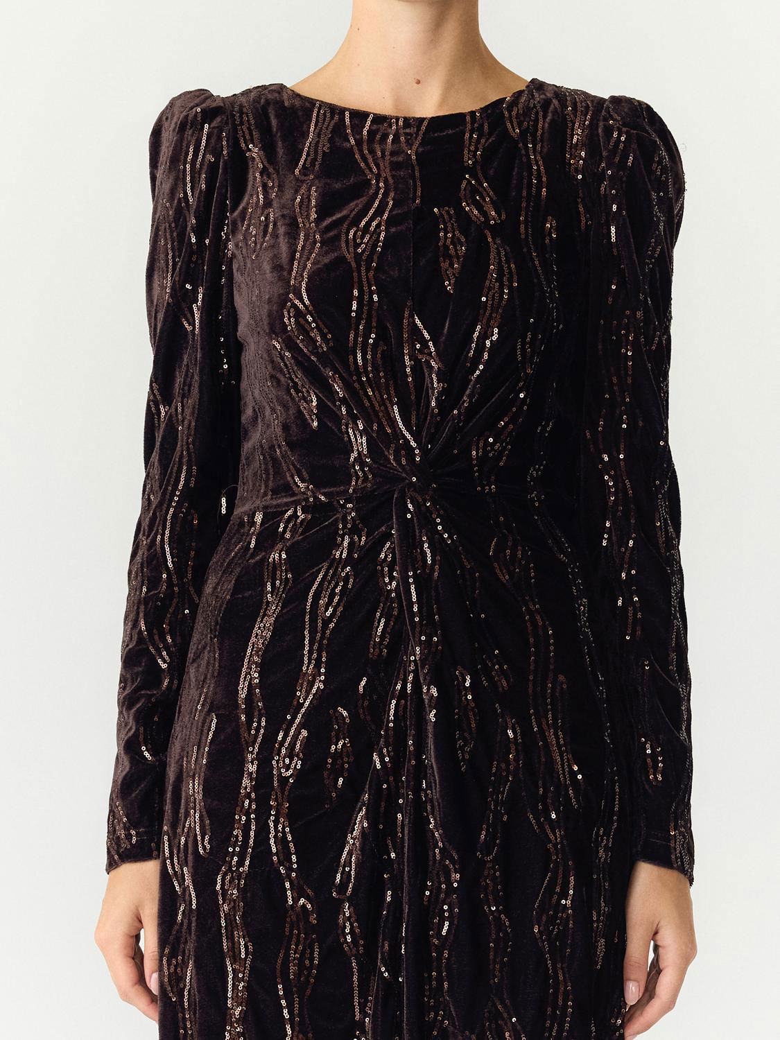 YASHELLA LS VELOUR MIDI DRESS